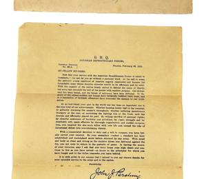 RARE WWI 1919 General Pershing Farewell Letter to American Expeditionary Forces