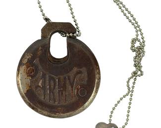 WWI US Army Pancake Padlock with Original Key - Authentic Military Collectible