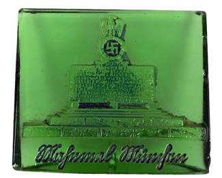 WWII Nazi Germany Reichsparteitag Nrnberg Green Glass Swastika Souvenir