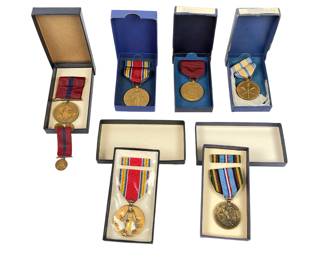 Lot of 6 US Military Medals: WWII Victory, AFEM, Good Conduct, Reserve