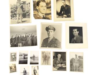 WWII US Soldier Portrait Photo Lot - Vintage Black & White Military History