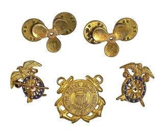Vintage US Military Insignia Pin Lot (5) - Coast Guard, Army Artillery, Aviation