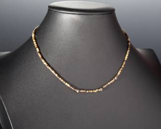 Santo Domingo Heishi Shell & Silver Bead Native American Necklace 15in