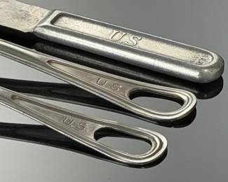 WWI US Military Mess Kit Utensils Set: A.C. Co. 1918 Knife, Fork, Spoon