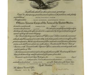 WWI US Army Officer Commission & Service Record 1919 - Philip S. Goodnow