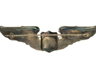 WWII US Army Air Forces Pilot Wings Sterling Silver Meyers New York Badge