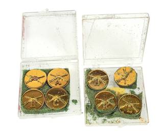 Lot of 8 US Military Infantry Crossed Rifles Collar Discs - WWI/WWII Era