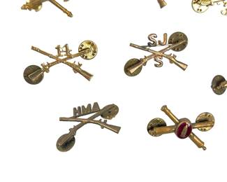 Vintage US Military Insignia Pins Lot: Infantry, Artillery, Cavalry Branch