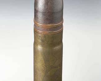 WWI Trench Art Shell Casing, Engraved Verdun France, Corp. R.L. Lewis 1918