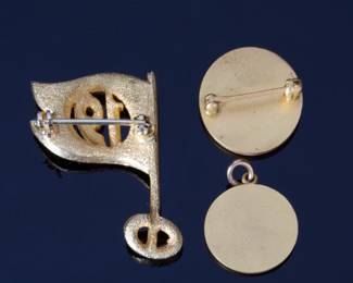 Vintage Golf Pins & Pendant Lot: PGA Southwest Section & Rhinestone Flag (9)