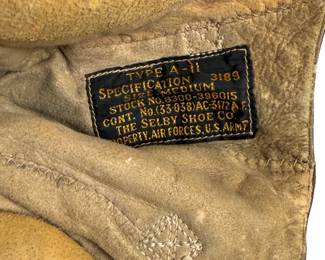 WWII US Army Air Forces Type A-11 Leather Flight Helmet, Selby Shoe Co., Size Medium