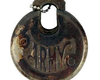 WWI US Army Pancake Padlock with Original Key - Authentic Military Collectible