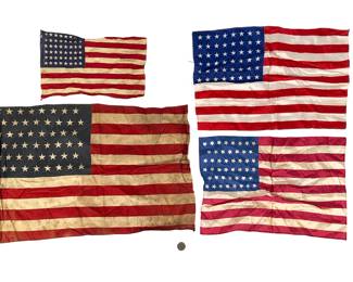 Lot of 4 Vintage US American Flags, 48-Star Era (1912-1959)