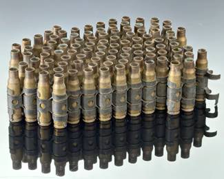 Military Brass Linked Dummy Ammo Belt - Spent .30-06 Rounds Display