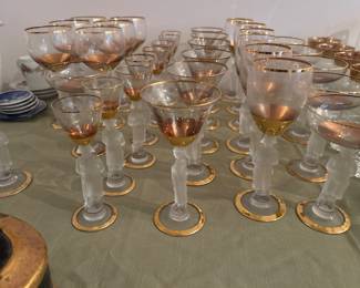 14K Gold rimmed Napolean stemware