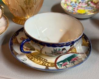vintage Japanese Kutani porcelain teacup and saucer set