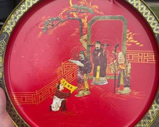 vintage "The Three Attainments" serving tray from the T'ang Dynasty series produced by Sunshine Biscuits
