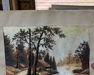 Vintage Silk tapestry art