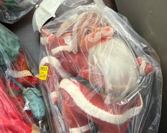Vintage Musical Rotating Flocked Santa Claus Christmas Decoration