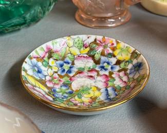 Vintage ACF Japanese 4” Porcelain Floral Trinket Dish