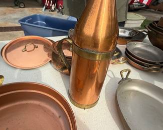 vintage Frank DeCarlo "The Godfather" copper and brass wine bottle holder with a handle