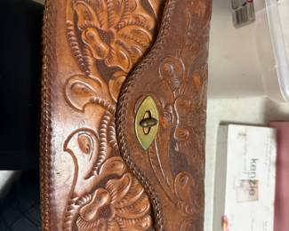 vintage hand-tooled leather purse
