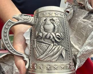 1989 Franklin Mint pewter tankard, specifically the "Official Vietnam Veterans Memorial Tankard"