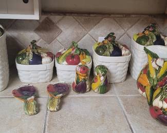 Vintage Fruit canister set & other items 