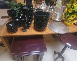 Vintage Tiara Indiana Glass Black Monarch Paneled Daisy Bowl 1975 Vintage