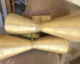 MCM 1950s Atomic style mid-century modern dual cone wall sconces.&nbsp;