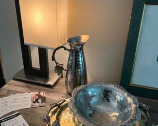 Metal Tray, Decorative Bowl, Metal Pitcher, Table Lamp 
