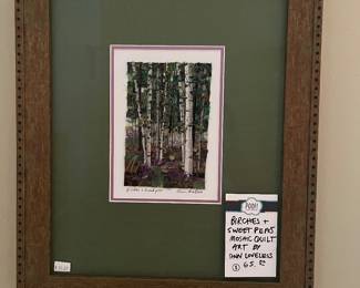 Birches & Sweet Peas Mosaic Quilt Art by Ann Loveless 