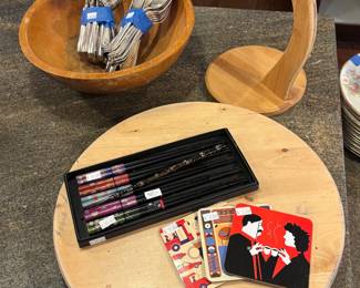 Wooden Bowl, Wooden Tray, Silverware Sets
