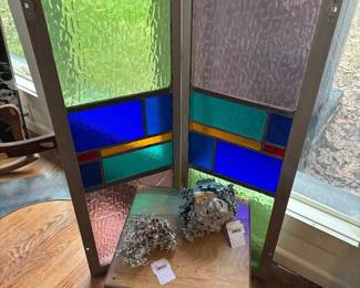 Stained Glass Panels, (A) Metal Sculpture by Laura Earle , (B) Metal Sculpture by Laura Earle