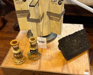 Vtg Scripto Rotating Display Rack, Candlestick Holders 