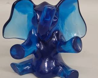 Blue acrylic elephant figure