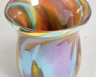 Hand-blown art glass vase