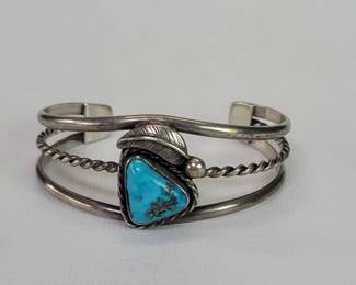 Silver and turquoise Navajo-style bracelet