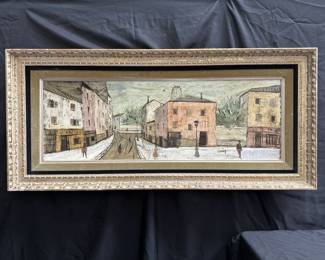 Signed Charles Levier mid-century oil on panel