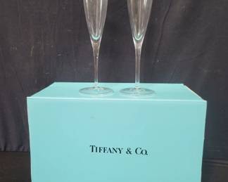 Pair of Tiffany & Co. crystal Champagne flutes