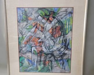 Vintage Rose Krevit pastel & watercolor painting