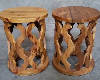 Pair of teak side tables