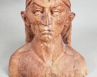 Carved wood Native American bust