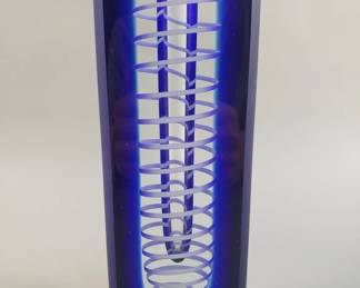 Heavy Czech sculptural art glass vase