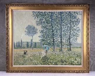 Mid-century acrylic serigraph of Claude Monet's