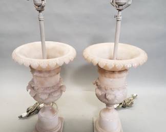 Pair of alabaster urn-form table lamps