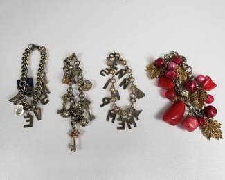 Vintage silver-tone charm bracelets