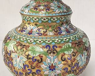 Chinese cloisonne lidded ginger jar