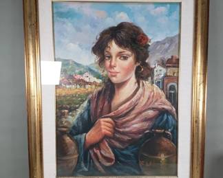 Framed Valten oil on canvas painting