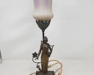 Art Nouveau-style spelter table lamp